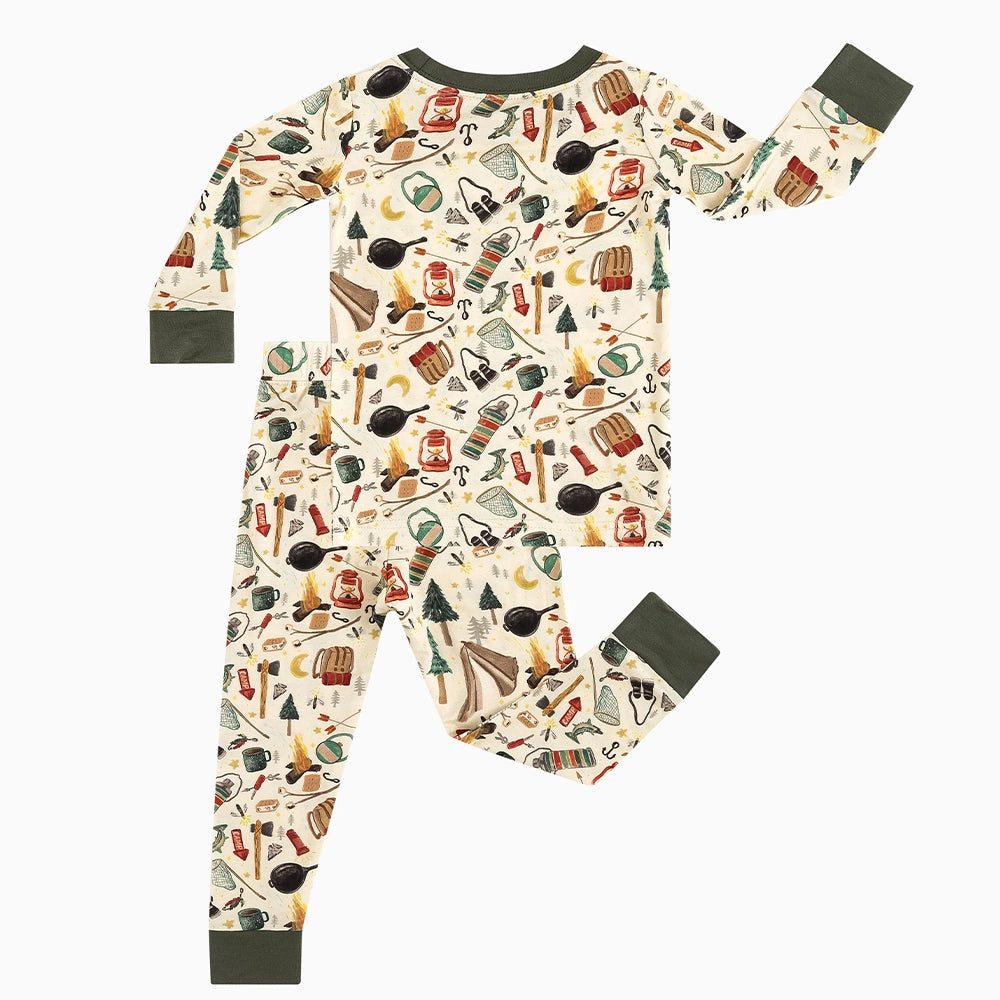 Outdoor Camping Print Kids Bamboo Two-Piece Pajama Set