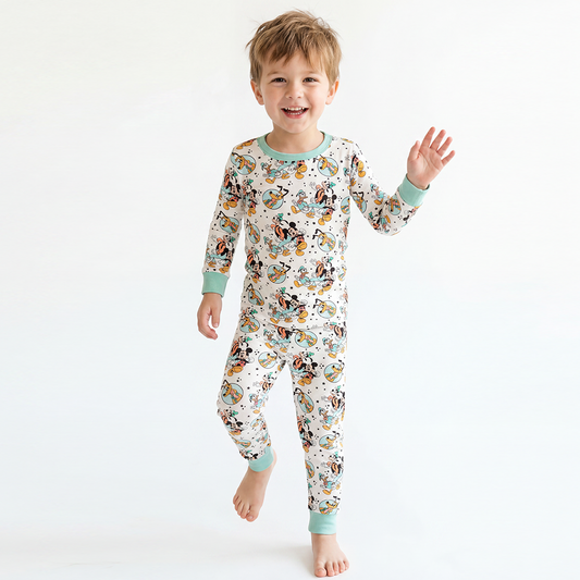 Mouse Dog Duck Bamboo Long Sleeve Pajama Set bamboo clothing design - baby apparel bamboo clothing with custom design - baby wear front view