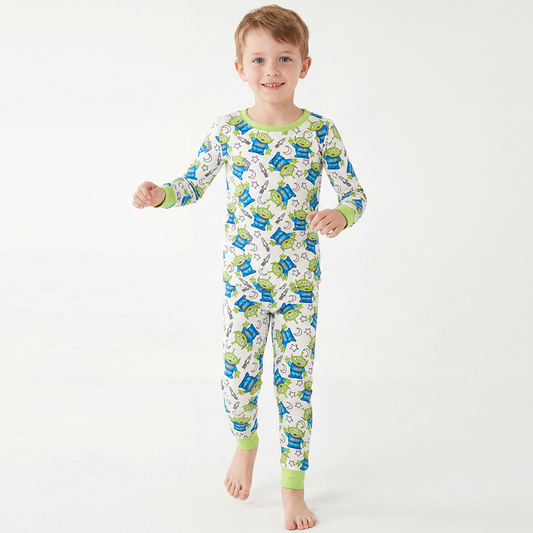 Green Monster Bamboo Long Sleeve Pajama Set bamboo clothing design - baby apparel bamboo clothing with custom design - baby wear front view
