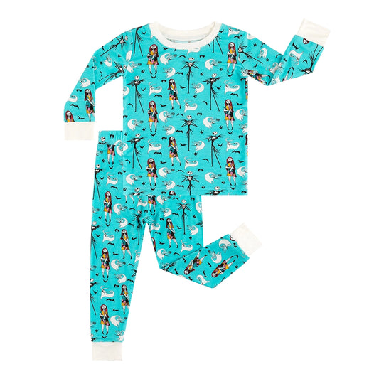 축구 인쇄 대나무 긴 소매 파자마 세트