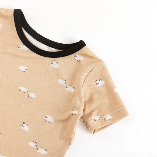 Cute Sheep Bamboo Shorts Kids Pajama Sets 1 bamboo clothing design - baby apparel bamboo clothing with custom design - baby wear front view