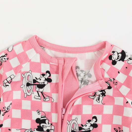 Pink Plaid Mouse Bamboo Baby Zippy Pajama bamboo clothing design - baby apparel bamboo clothing with custom design - baby wear front view