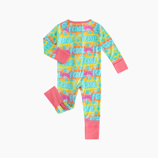 Colorful Letter Print Baby Bamboo Zipper Romper bamboo clothing design - baby apparel bamboo clothing with custom design - baby wear front view