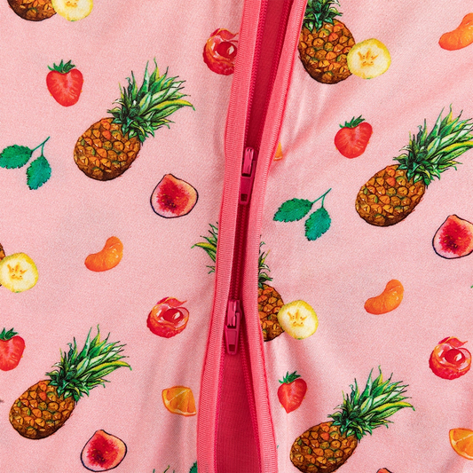 Pineapple Fruit Baby Bamboo Zipper Romper Pajamas bamboo clothing design - baby apparel bamboo clothing with custom design - baby wear front view