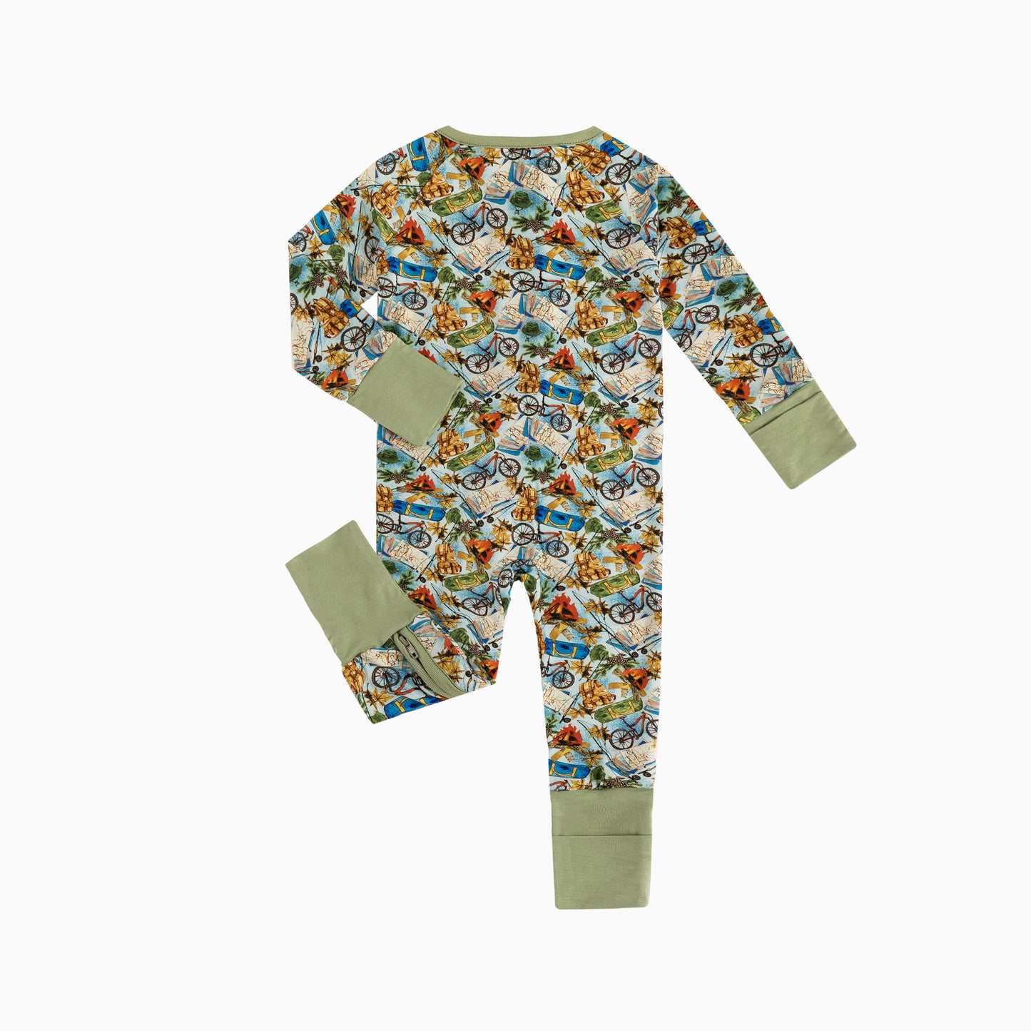 Outdoor Cycling Leisure Baby Bamboo Zipper Romper Pajamas
