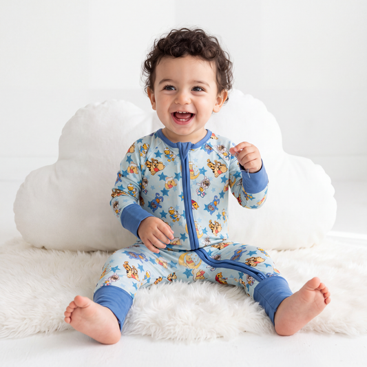 Little Bear Pentagram Bamboo Zipper Romper Pajamas