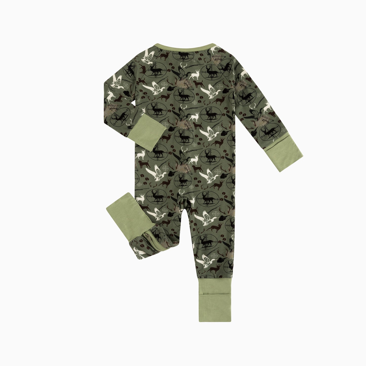 Christmas Hunting Animal Baby Bamboo Zipper Romper Pajamas