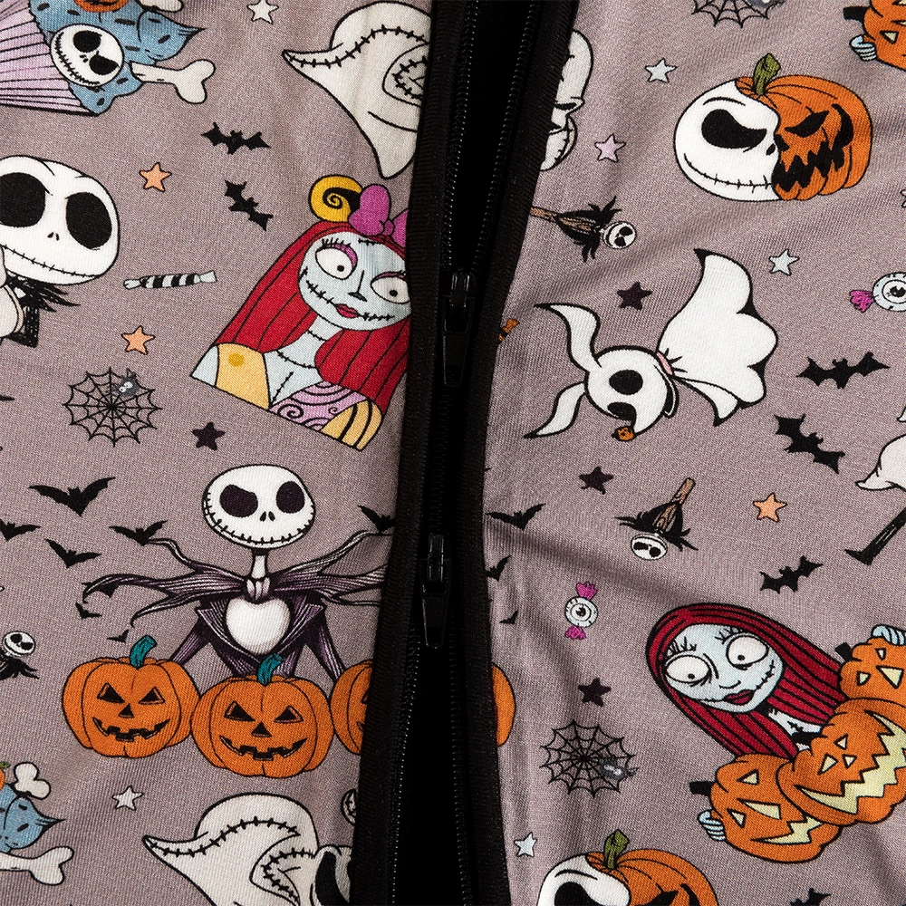 Halloween Skeleton King Pumpkin Baby Bamboo Zipper Romper Pajamas