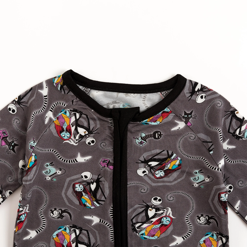 Halloween Skeleton King Snake Baby Bamboo Zipper Romper Pajamas