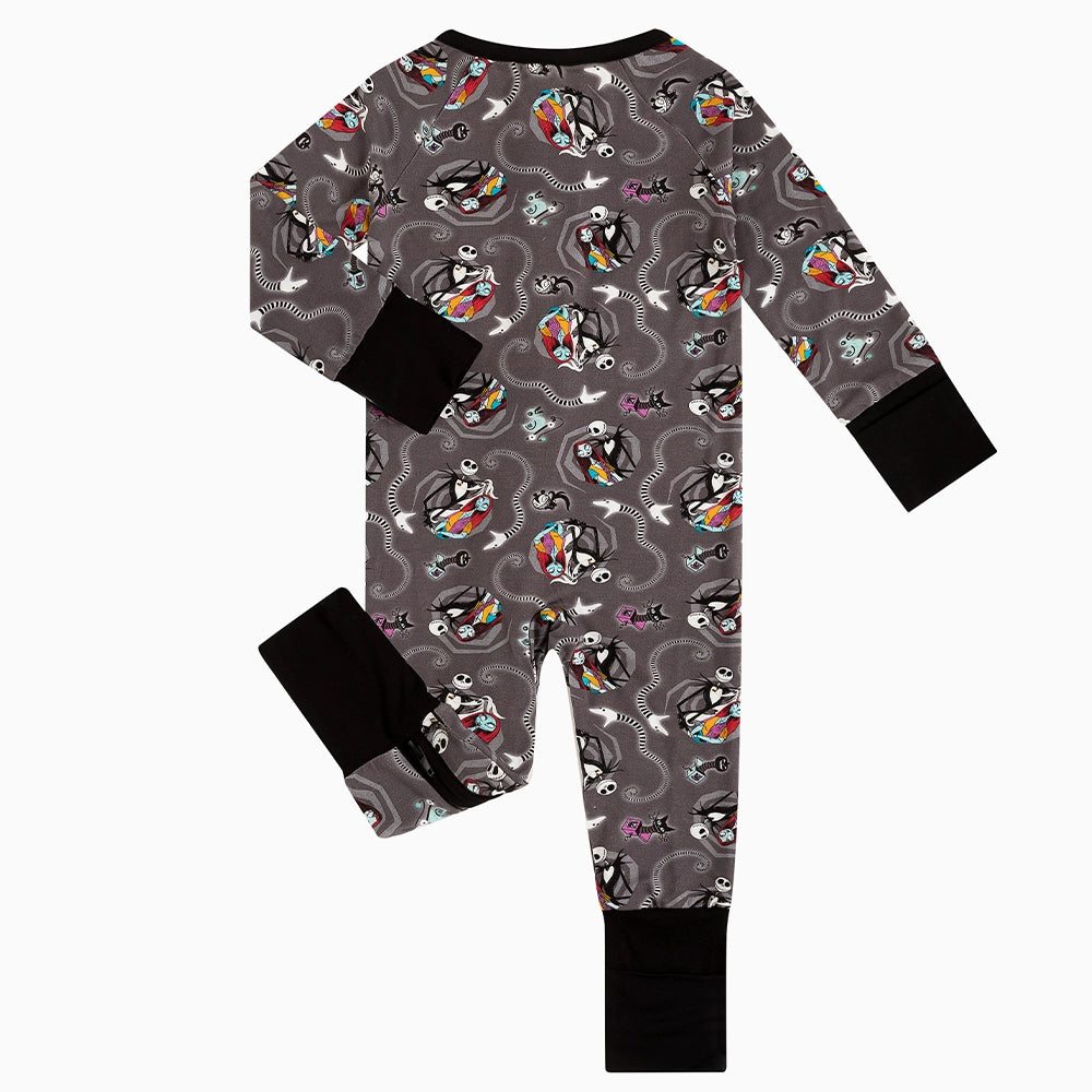 Halloween Skeleton King Snake Baby Bamboo Zipper Romper Pajamas