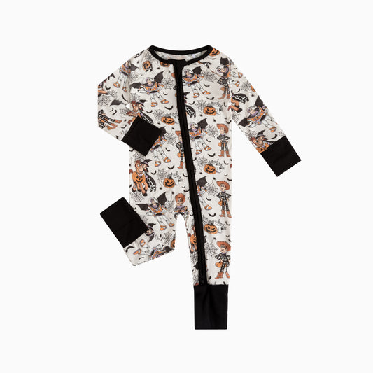 Halloween bamboo zipper romper design - baby apparel bamboo zipper romper with custom design - baby wear front view