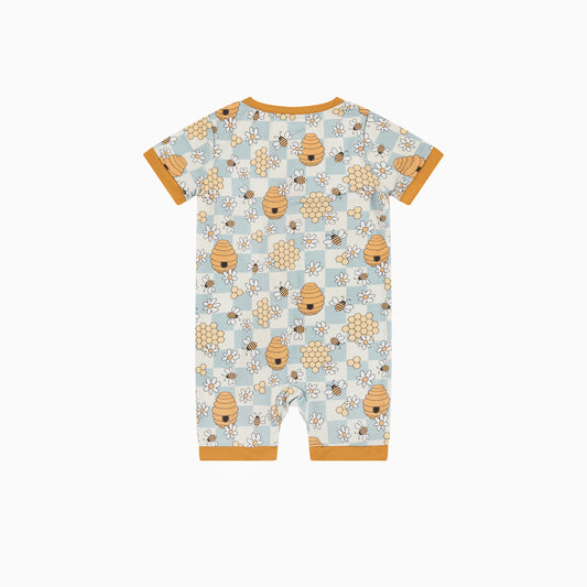 Yellowwish Short Bamboo Zippy Baby Romper bamboo clothing design - baby apparel bamboo clothing with custom design - baby wear front view