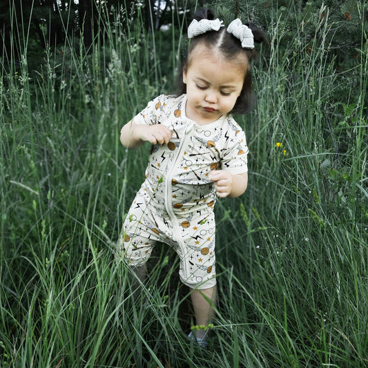 Magic Themed Shorty Bamboo Viscose Zippy Romper bamboo clothing design - baby apparel bamboo clothing with custom design - baby wear front view