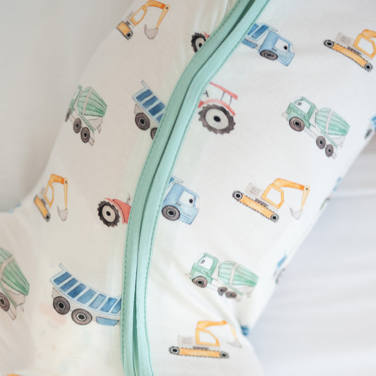 Construction equipment bamboo fabric baby romper toddler sleepwear front heavy