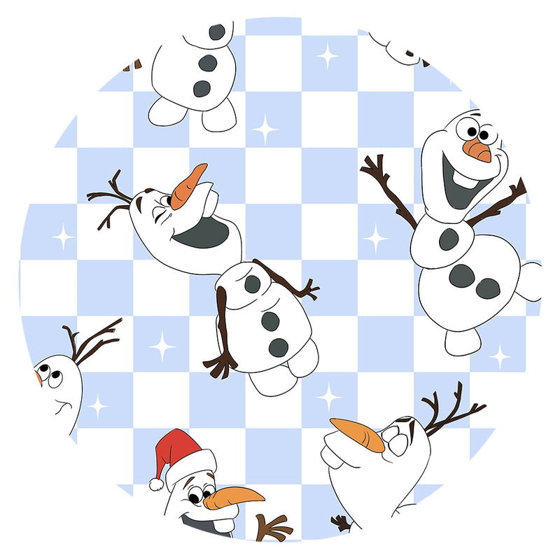 Christmas Big Face Snowman Blue Checkered Kids Bamboo Two-Piece Pajama Set