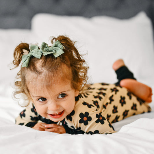 Baby Bamboo Zipper Pajama Romper Black Daisy - MIOZING bamboo baby clothes