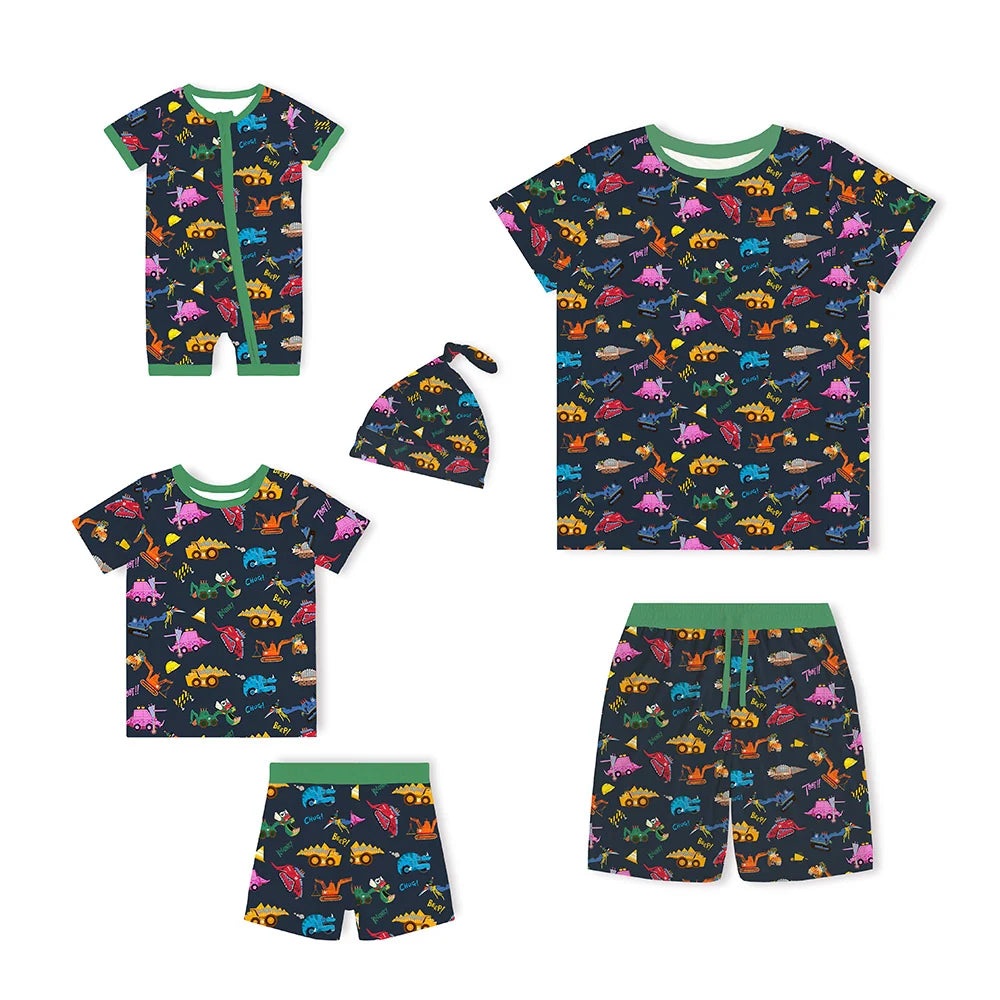 Dinosaur Digger Dad&Me Bamboo Family Short Matching Pajamas