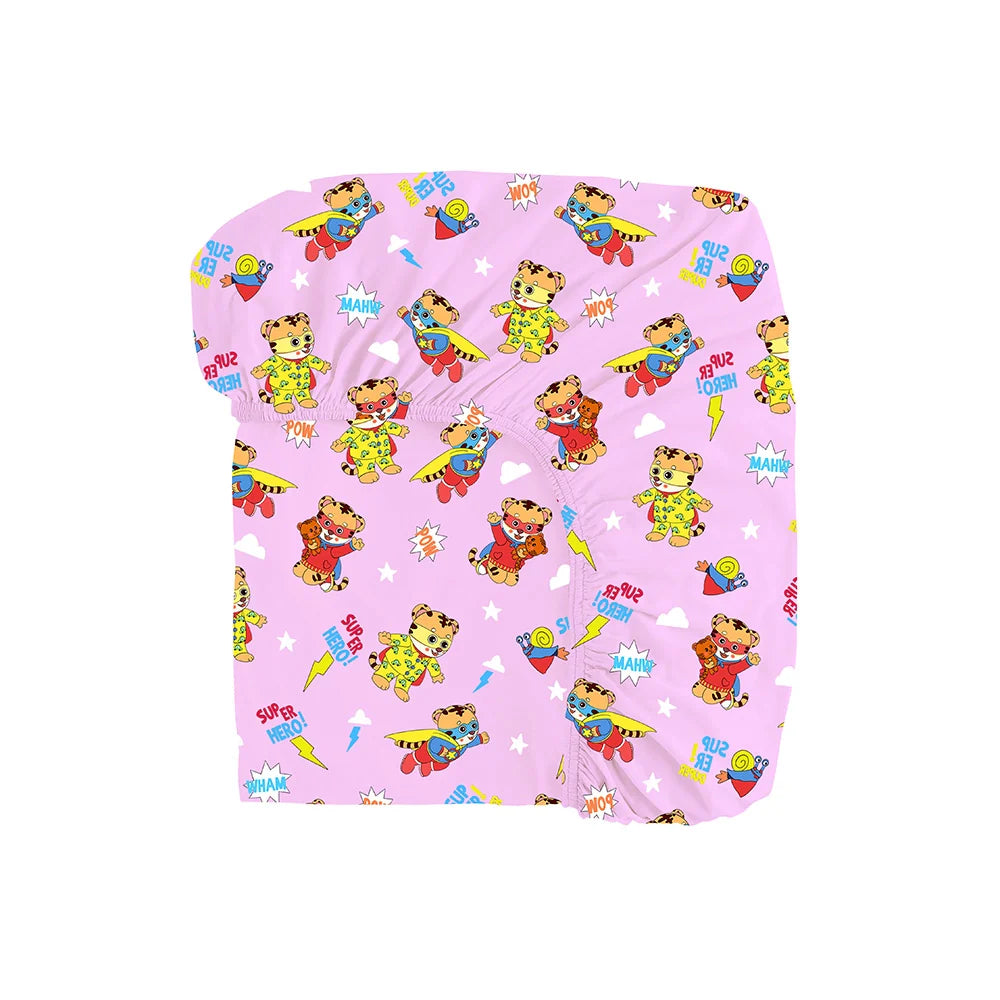 Tiger Neighbor Pink Bamboo Fitted Crib Sheet