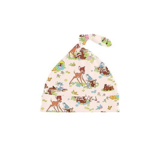 Little Deer Flowers Animals Knotted Cap