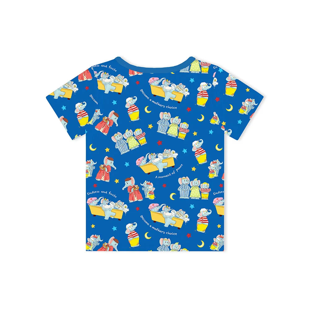 Father's & Mother's Day Elephant Family Kids Bamboo Short Top T-shirt