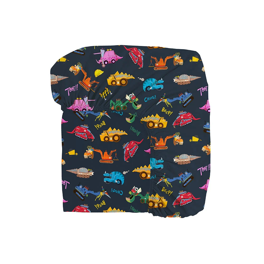 Dinosaur Digger Bamboo Fitted Crib Sheet