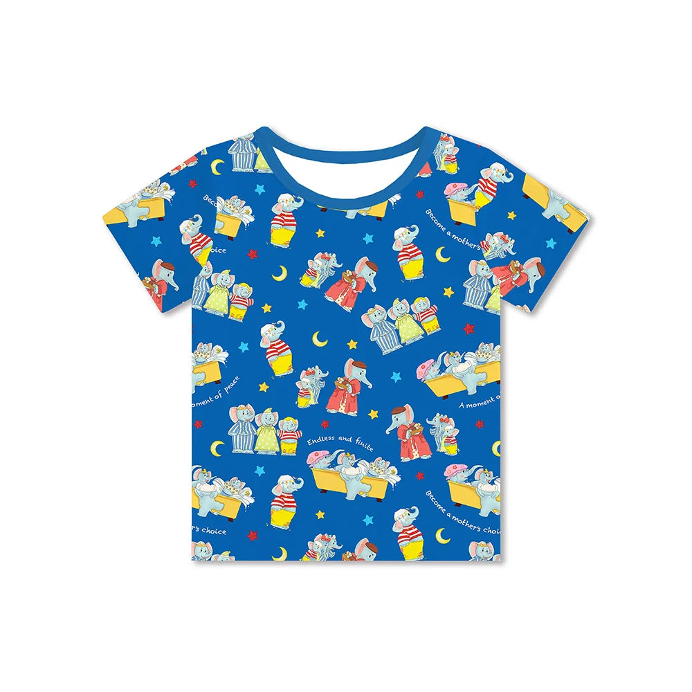 Father's & Mother's Day Elephant Family Kids Bamboo Short Top T-shirt