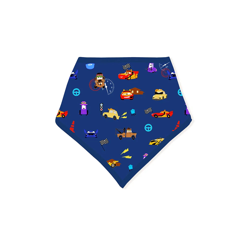 Race Car Cartoon Blue Bamboo Baby Bib