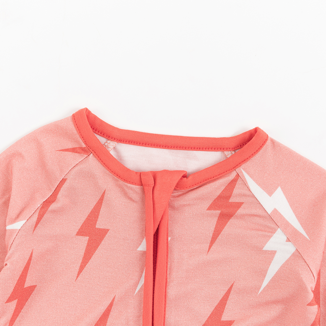 Lightning Pattern Bamboo Zipper Baby Romper Pajamas