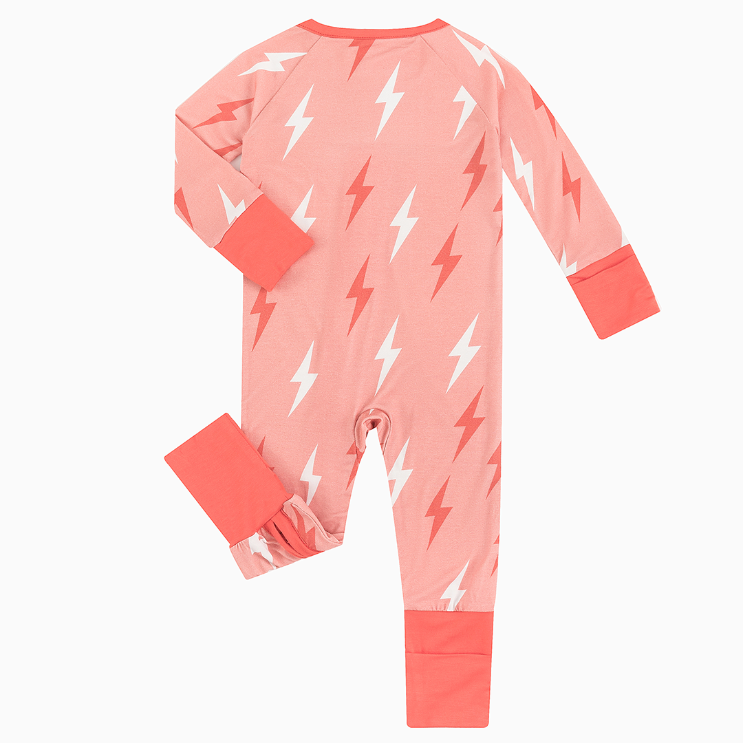 Lightning Pattern Bamboo Zipper Baby Romper Pajamas