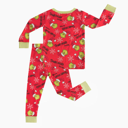 Christmas Green Guy Snowflake Kids Bamboo 2 Pieces Pajama Set