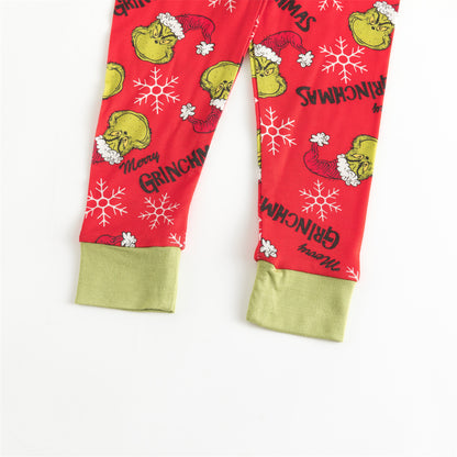 Christmas Green Guy Snowflake Kids Bamboo 2 Pieces Pajama Set