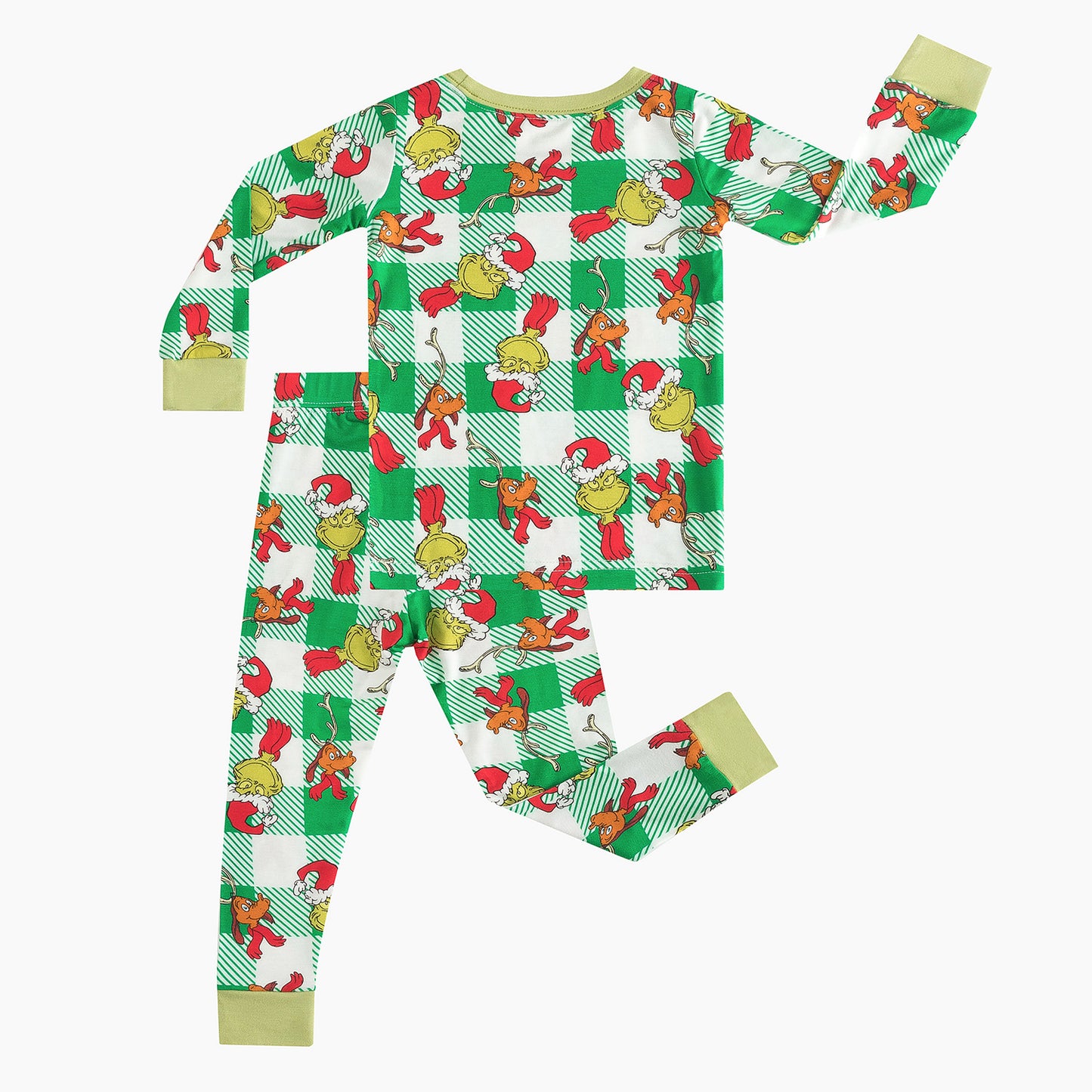 Christmas Plaid Green Guy Kids Bamboo 2 Pieces Pajama Set