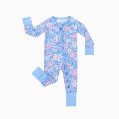 Spring Petal Party Bamboo Zipper Romper Pajamas