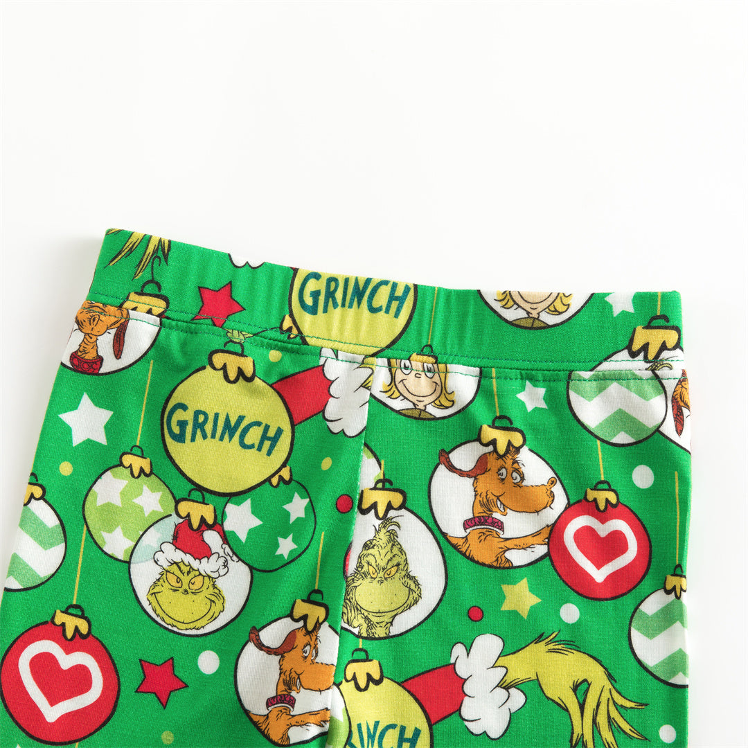 Christmas Green Guy Heart Kids Bamboo 2 Pieces Pajama Set