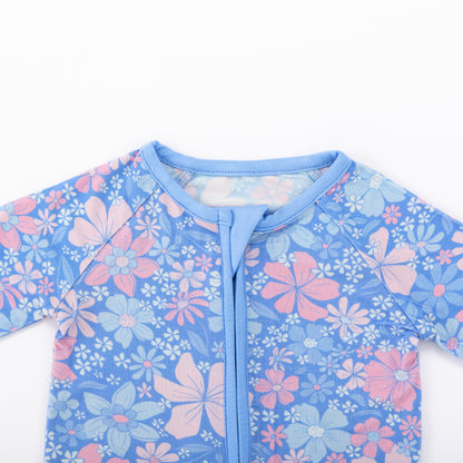 Spring Petal Party Bamboo Zipper Romper Pajamas