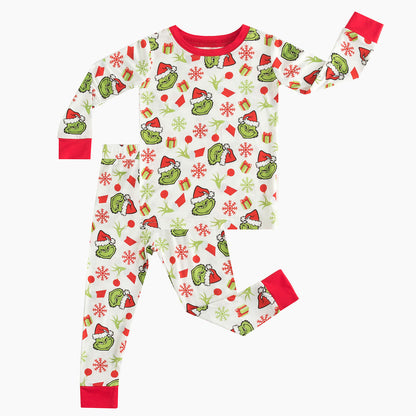 Christmas Green Guy Snowflake Two-Piece Bamboo Viscose Pajama Set