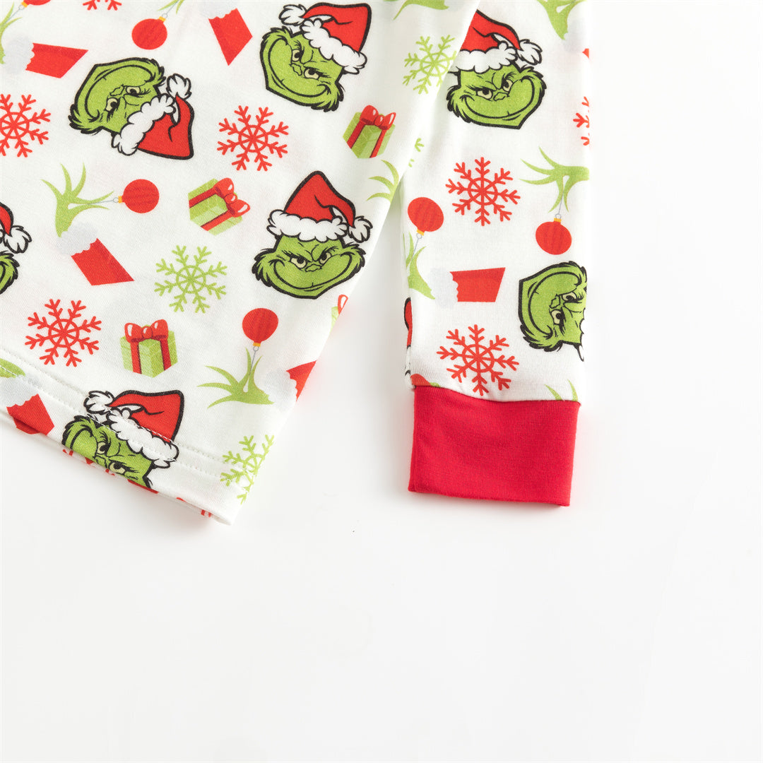 Christmas Green Guy Snowflake Two-Piece Bamboo Viscose Pajama Set