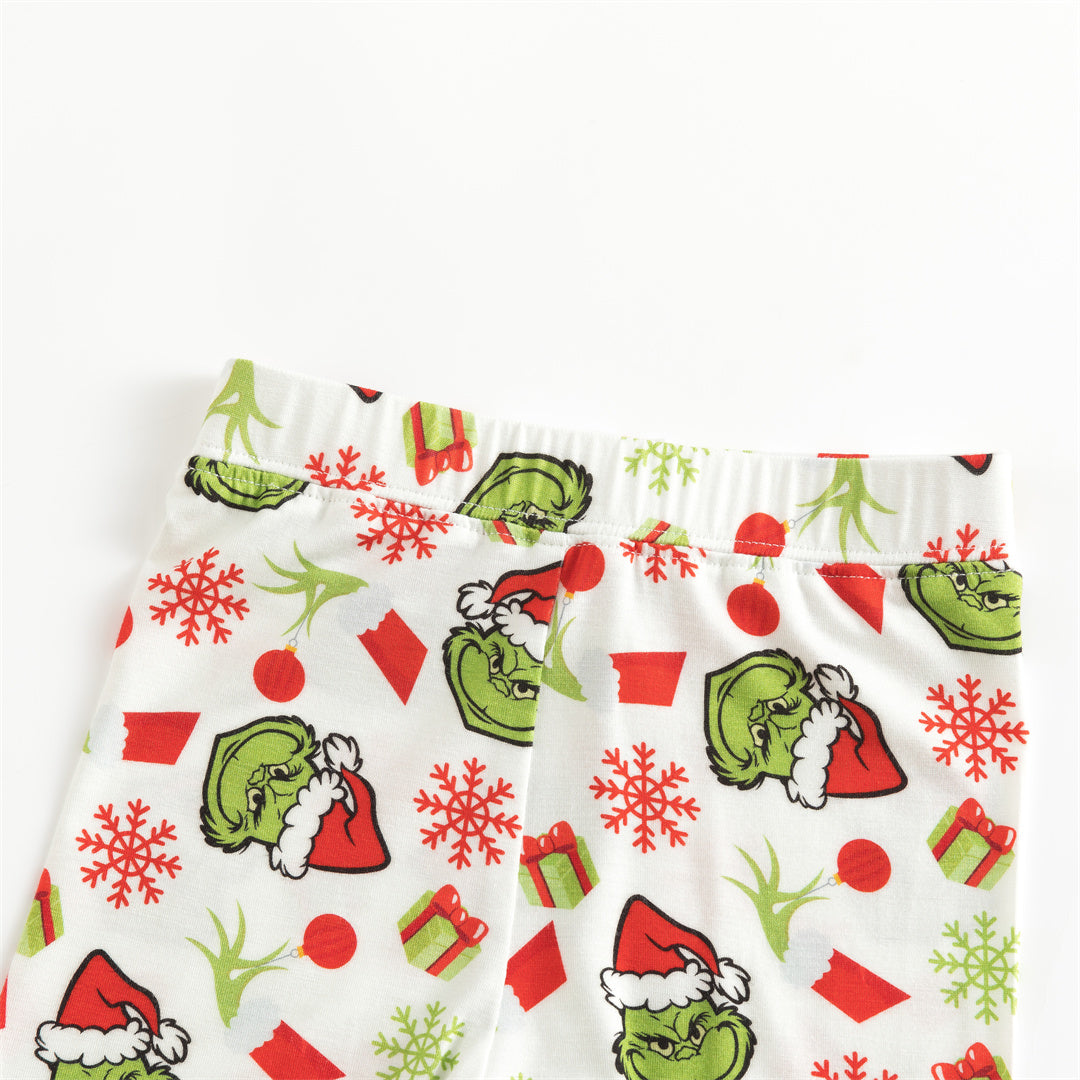 Christmas Green Guy Snowflake Two-Piece Bamboo Viscose Pajama Set