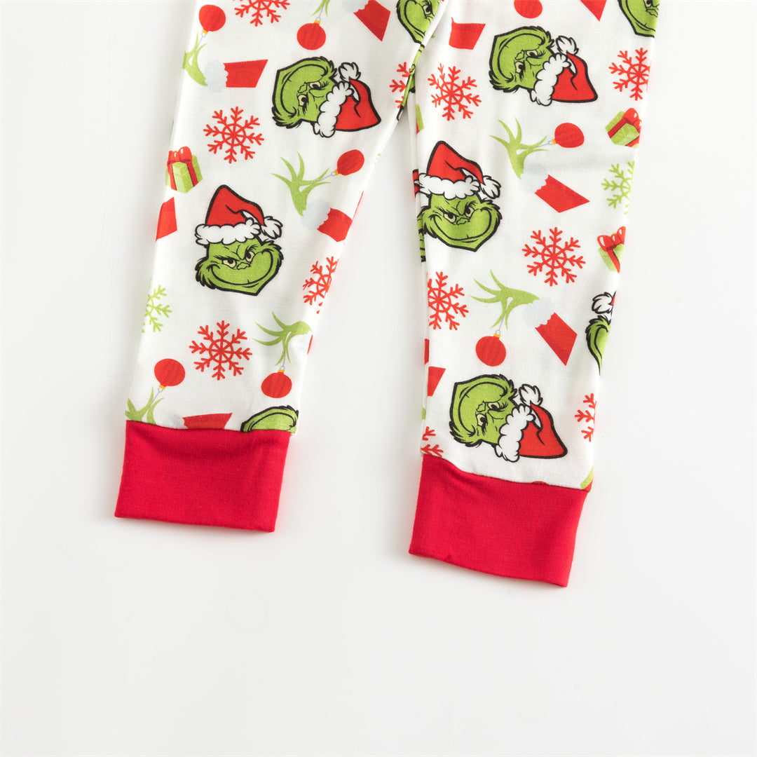 Christmas Green Guy Snowflake Two-Piece Bamboo Viscose Pajama Set