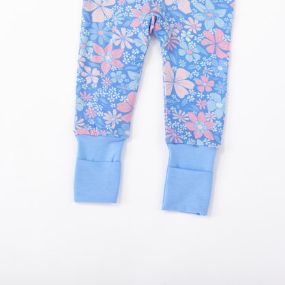 Spring Petal Party Bamboo Zipper Romper Pajamas