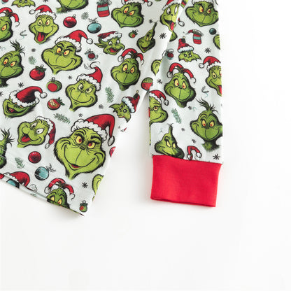 Christmas Green Guy hat Kids Bamboo 2 Pieces Pajama Set