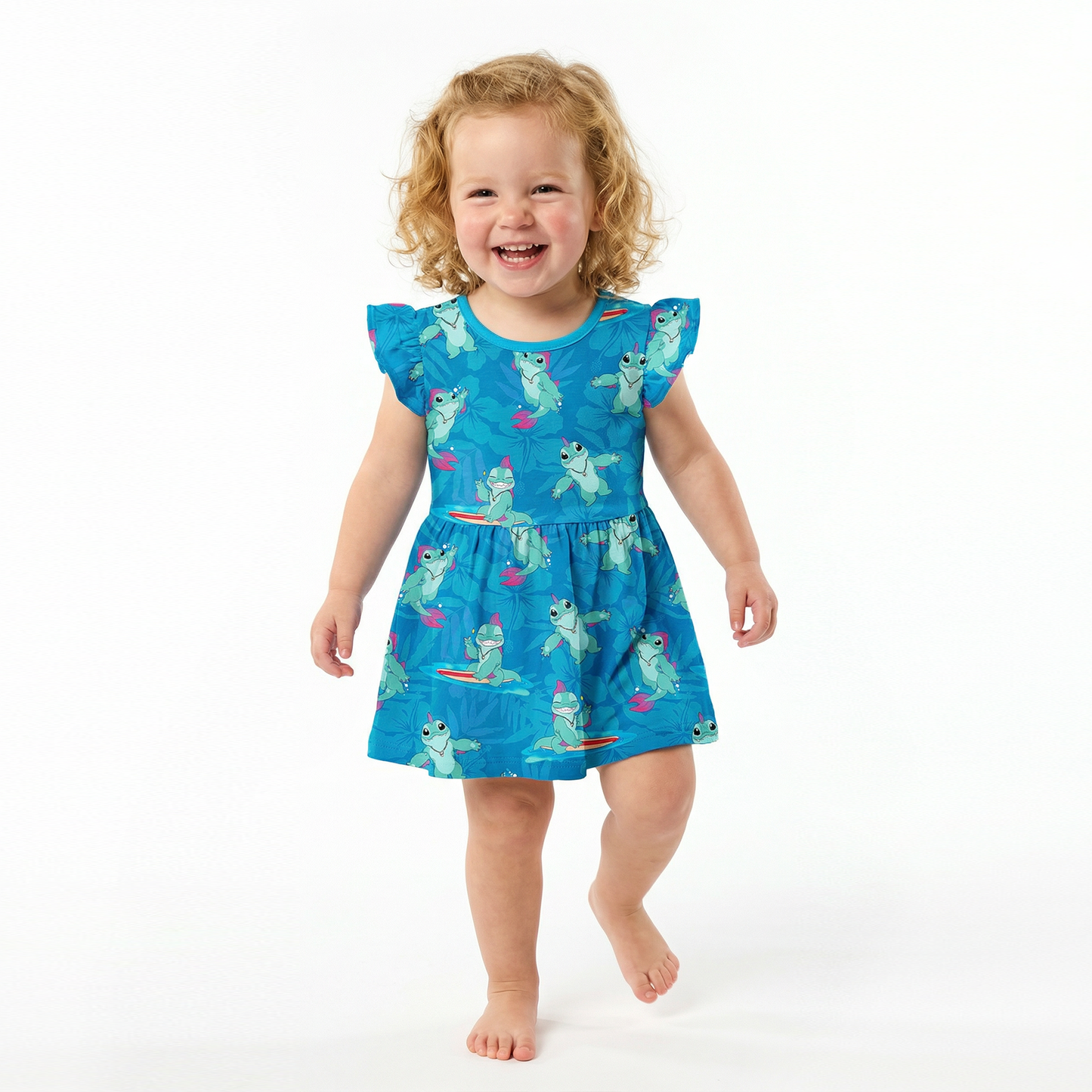 Surfing Dino Ocean Island Dress With Bodysuit