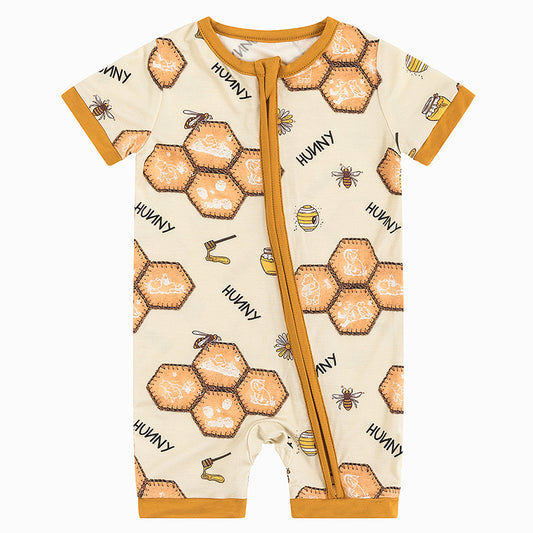 Miozing Honey Sweet Bee Bamboo Baby Shortie Romper