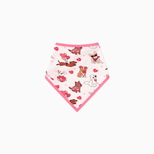 Valentine Heart Puppy Cuddle Crew Pink Bamboo Baby Bib