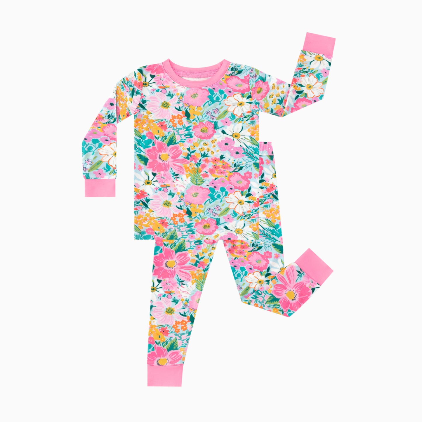 Spring Wildflower Dreams Kids Bamboo Two-Piece Pajama Set