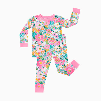 Spring Wildflower Dreams Kids Bamboo Two-Piece Pajama Set