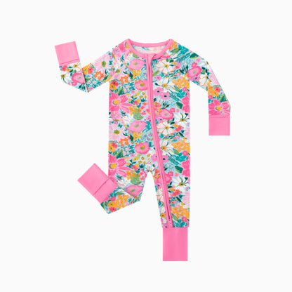 Spring Wildflower Dreams Bamboo Zipper Romper Pajamas