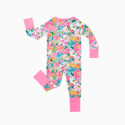 Spring Wildflower Dreams Bamboo Zipper Romper Pajamas