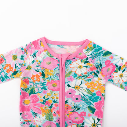 Spring Wildflower Dreams Bamboo Zipper Romper Pajamas