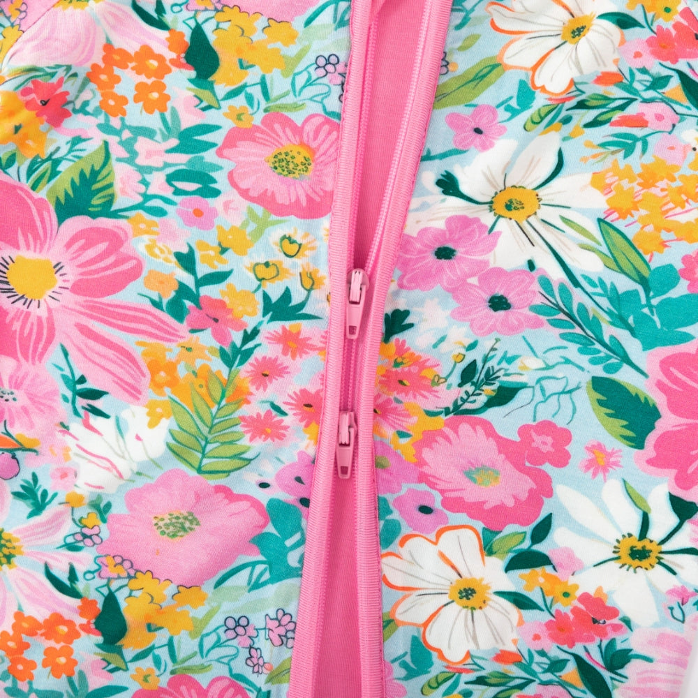 Spring Wildflower Dreams Bamboo Zipper Romper Pajamas